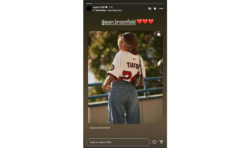 Screenshot of Frances Tiafoe's Instagram story | Source: IG/bigfoe1998